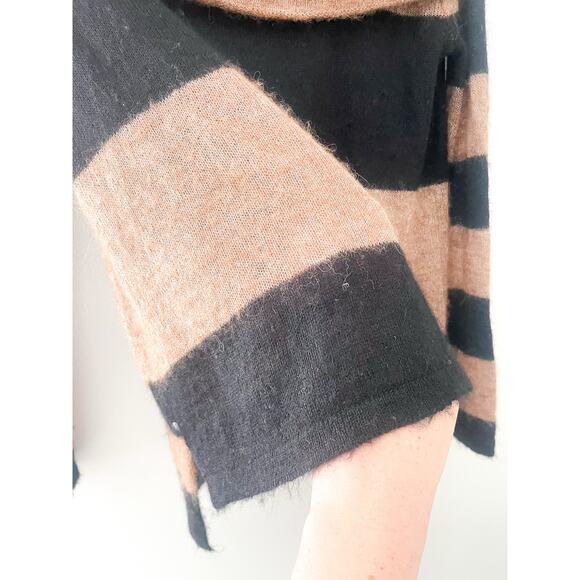 Free People Lulu Rugby Stripe Sweater XS Alpaca Cowl Neck Off Shoulder Casual - Picture 7 of 10